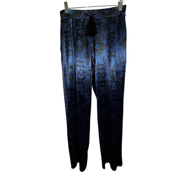 Susan Graver Womens XS Petite Blue Paisley Print Pull-On Pants Velour Stretch - Picture 10 of 10